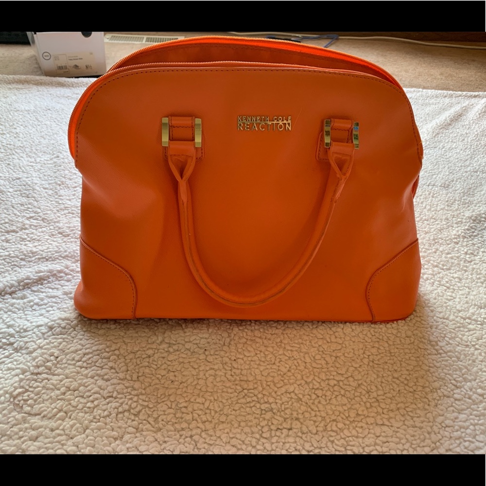 Kenneth Cole large dome satchel in vibrant orange color - Picture 2 of 10